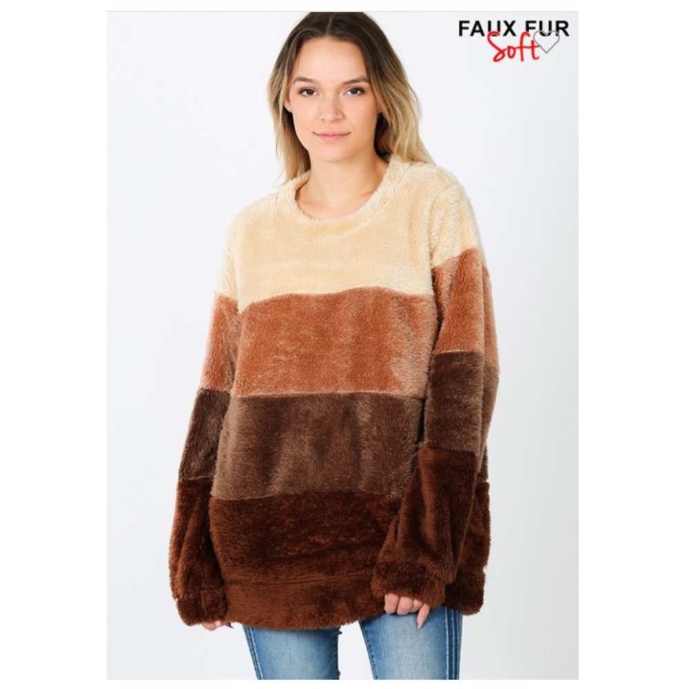 1 left❤️2 for $40❤️soft faux fur pullover top - Picture 3 of 6